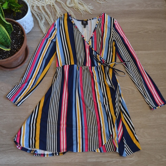 Derek Heart Dresses & Skirts - 3/$15 Bright Striped Wrap Dress
